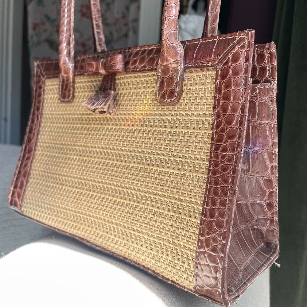 Liz Claiborne Beige and brown woven Hand bag